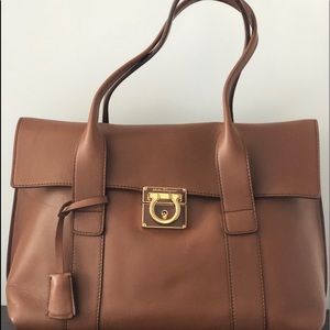 Salvatore Ferragamo Tan/Luggage flap bag